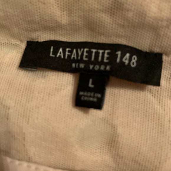 Lafayette 148 New York Half-Mesh Blouse: Large - Picture 4 of 5